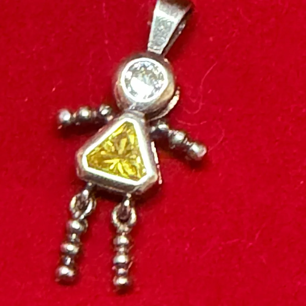 Silver‎ November zirconia girl birth stone vintage pendant